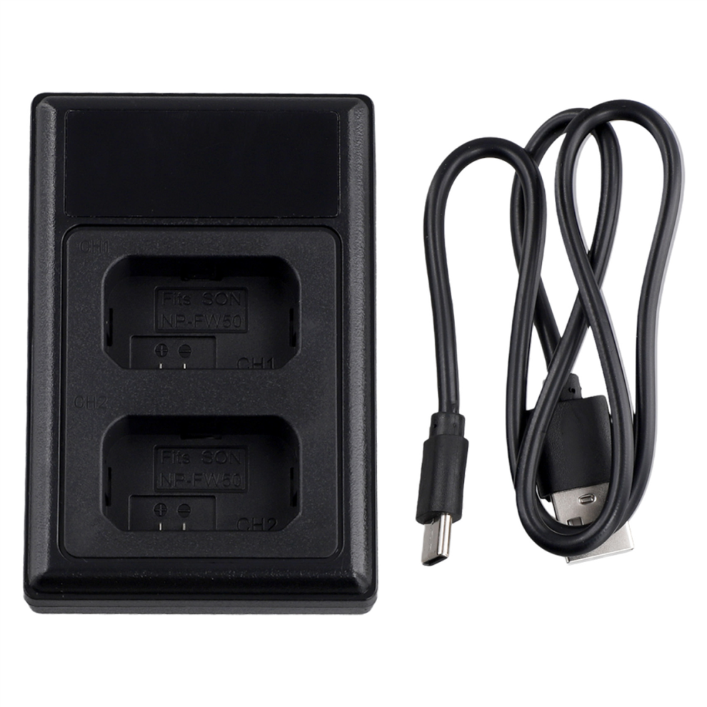 Usb Lcd Dual Battery Charger For Camera Np-Fw50/Bn1/Bx1/Fm50 4851271826044