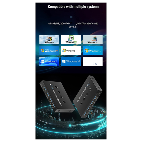 Switch USB 3.0 KM Selector 4 para computador, laptop e PC.