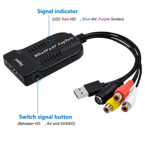 Placa de captura de vídeo USB / Conversor HD/Hi8/DVD para digital 2