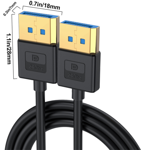 Cabo de áudio e vídeo 8K60Hz 4K144Hz para laptop/monitor de PC, com conector reto 1