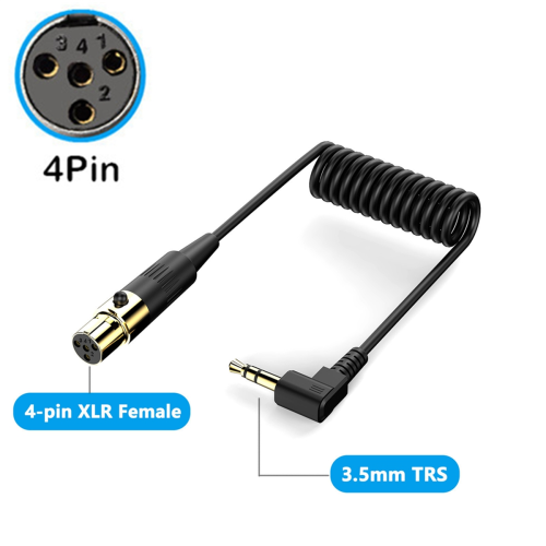 Cabo auxiliar de 3,5 mm para XLR em ângulo reto (90 graus) com 4 pinos. 1