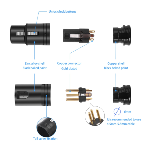 Male & Female Compact XLR Microphone Solder Adapter Adjustable 90