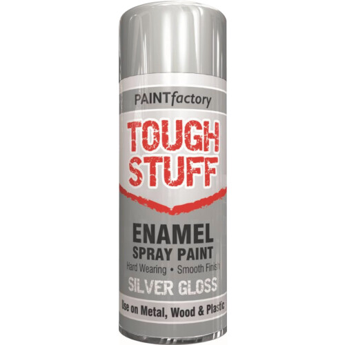 400ml Tough Stuff Enamel Silver Hard Wearing Gloss Spray Paint Metal