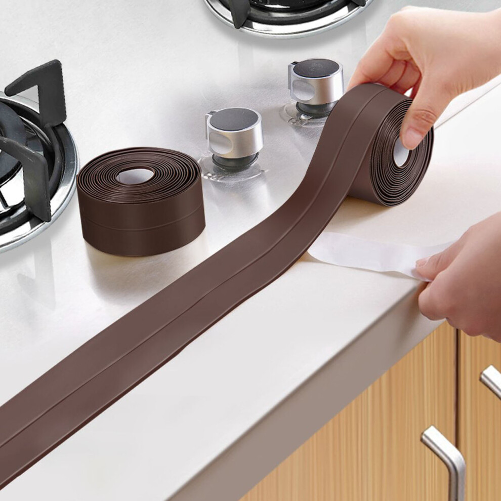 Self Adhesive Bath And Wall Sealing Strip Sink Basin Edge Trim Kitchen (Brown 22Mm X 3.2M) 9471324520290