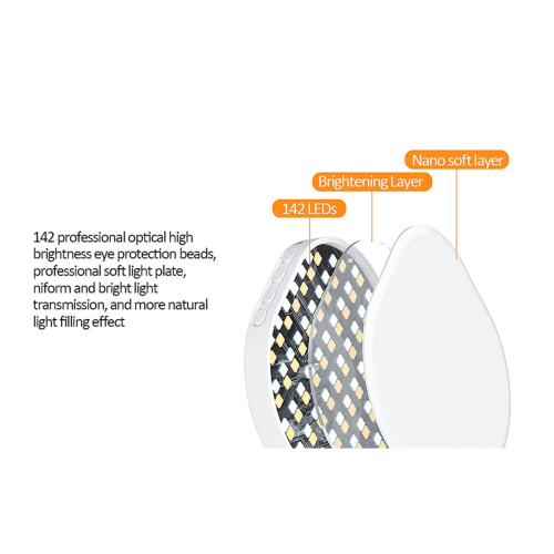 Aro de luz LED para selfies con 142 LED, recargable, con clip para vídeo. 1