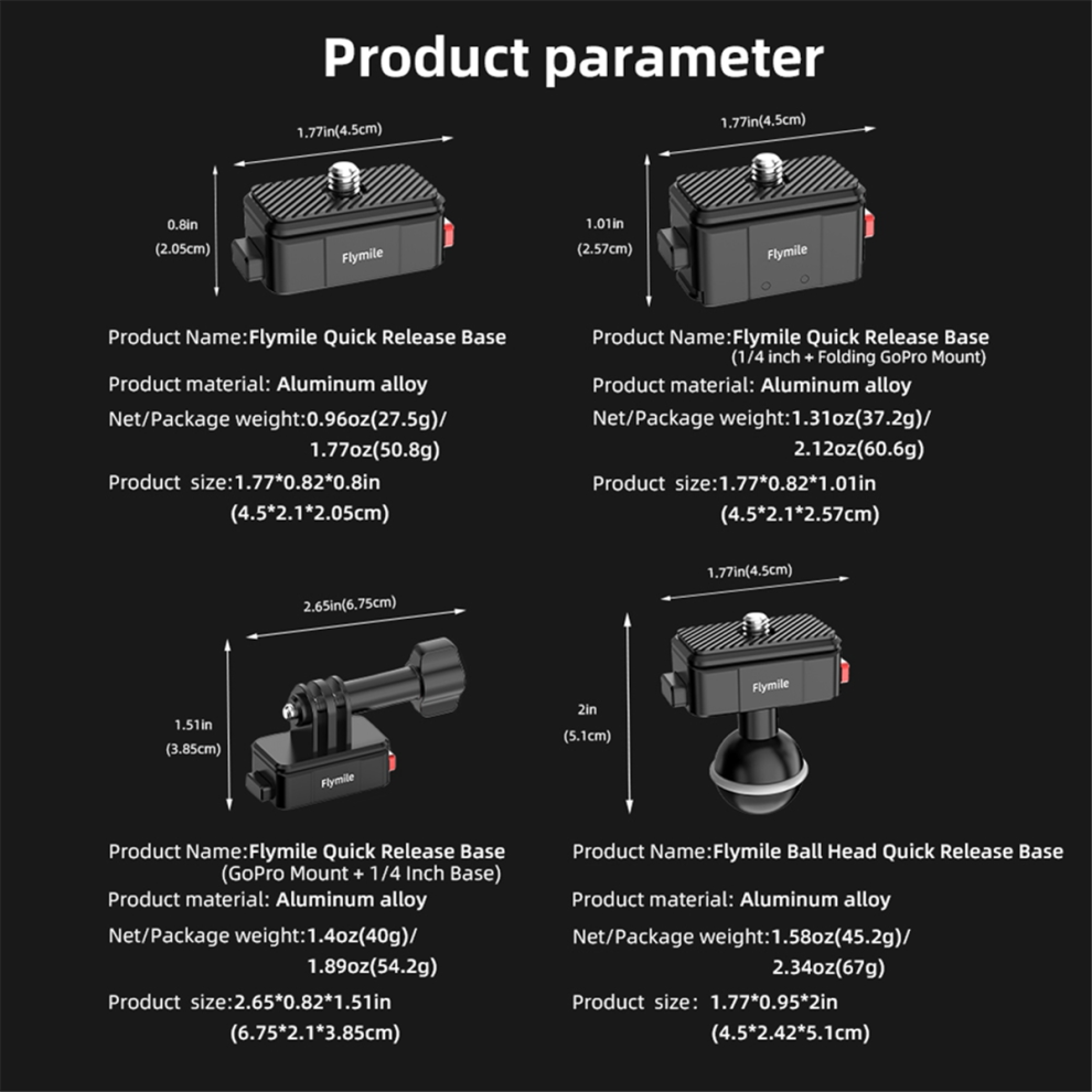 Sport Camera Quick Release Mount For Action 3/4 Camera Base,A 4853878235717