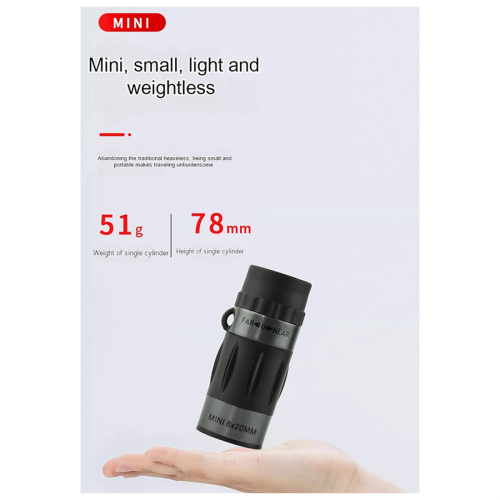 Monocular HD de baixa luminosidade e dois tons, mini telescópio óptico de viagem para uso externo. 1