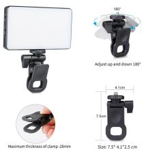 Luz LED RGB portátil para selfies con teléfono, 3 modos de iluminación, luz de vídeo