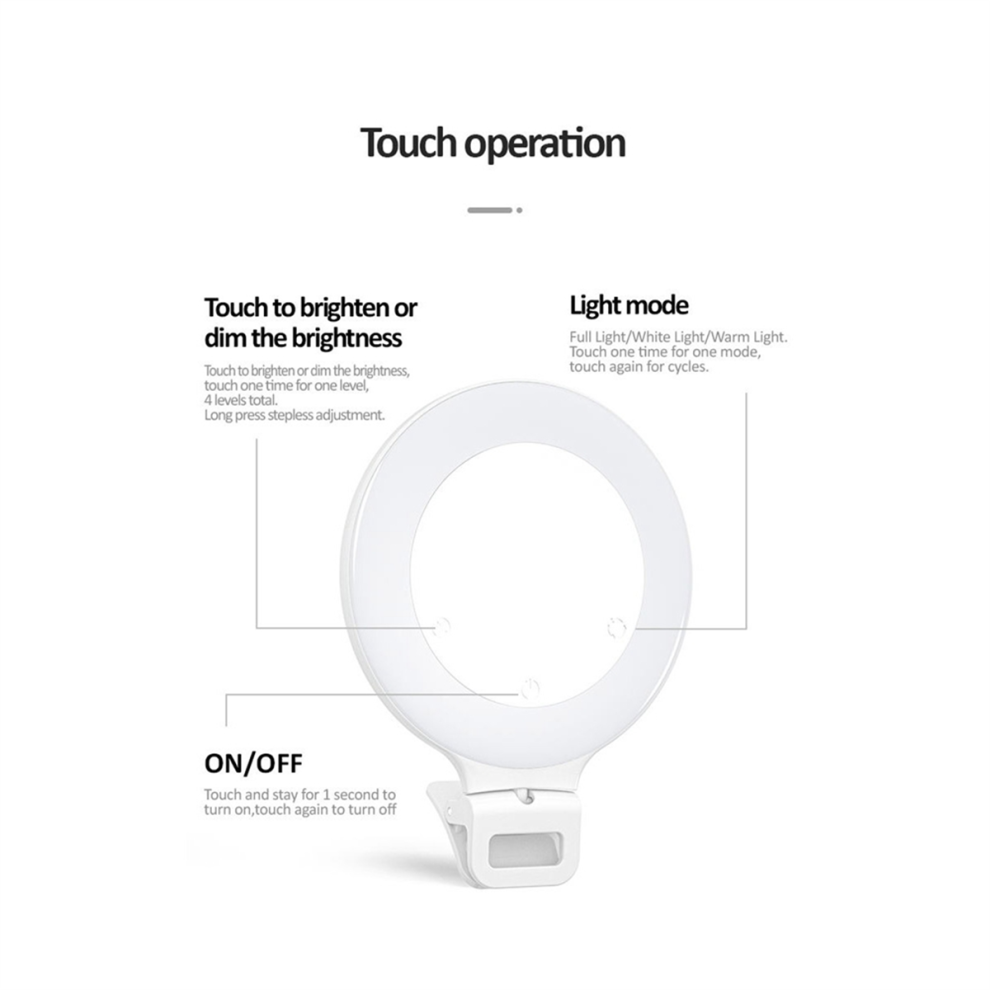 Selfie Clip Led Video For Phone With Dimmable 3500-8000K Light