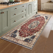(80 x 150 cm (2 ft. 6 in x 5 ft), Red Traditional) Traditional Runner Rugs Nonslip Kitchen Hallway Floor Carpets & Door Mats