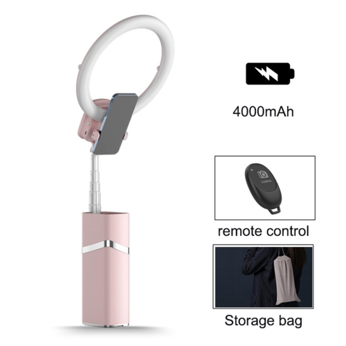 Mini bärbart LED-stativ för livestreaming rosa 1