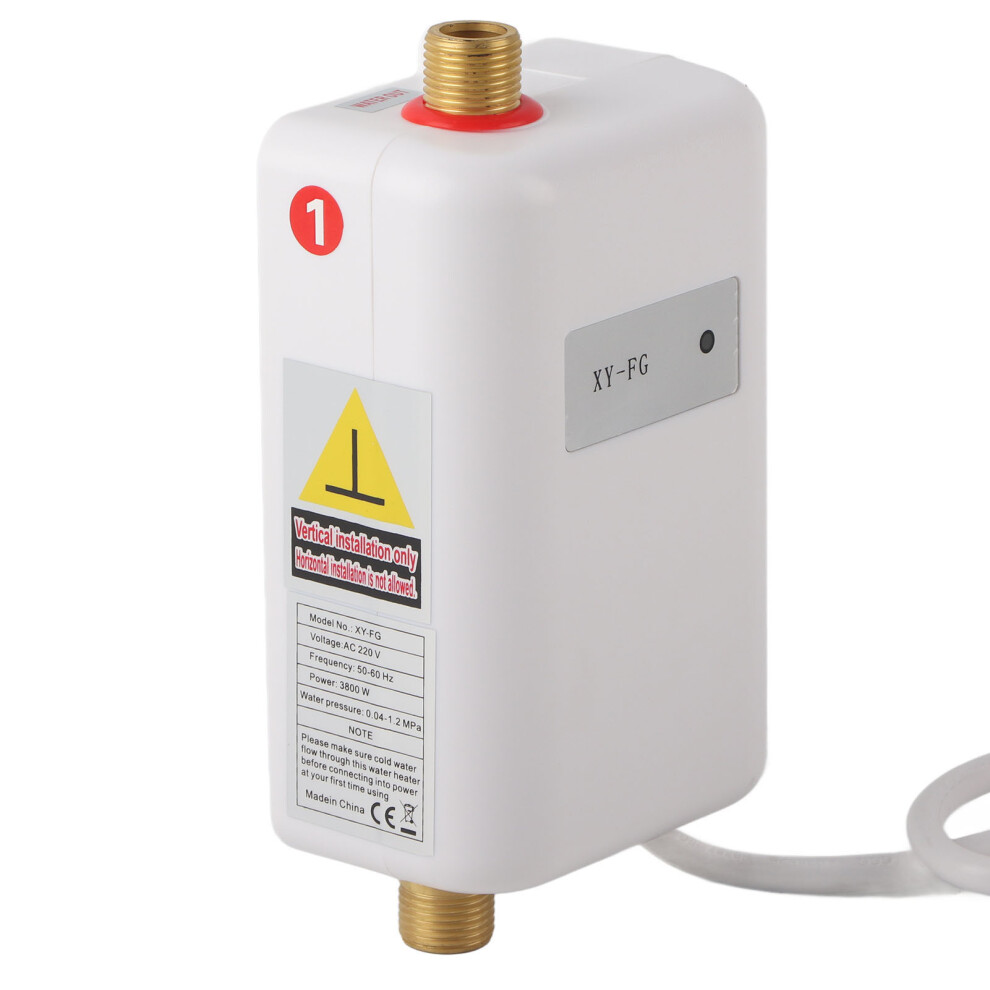 White Mini Tankless Instant Hot Water Heater Bathroom Kitchen Washing For Hot And Cold Dual Use( 3800W )