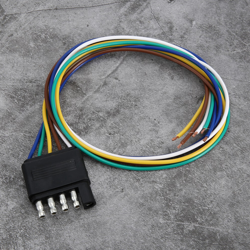 5 Pin Flat Plug 5 Way Flat Trailer Wire Harness Extension Connector Plug 25Inch 7601324524239