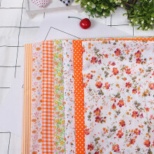 7pcs 25*25cm Cotton Fabric DIY Assorted Squares Pre Cut Bedding Kit Quarters Bundle (Orange)