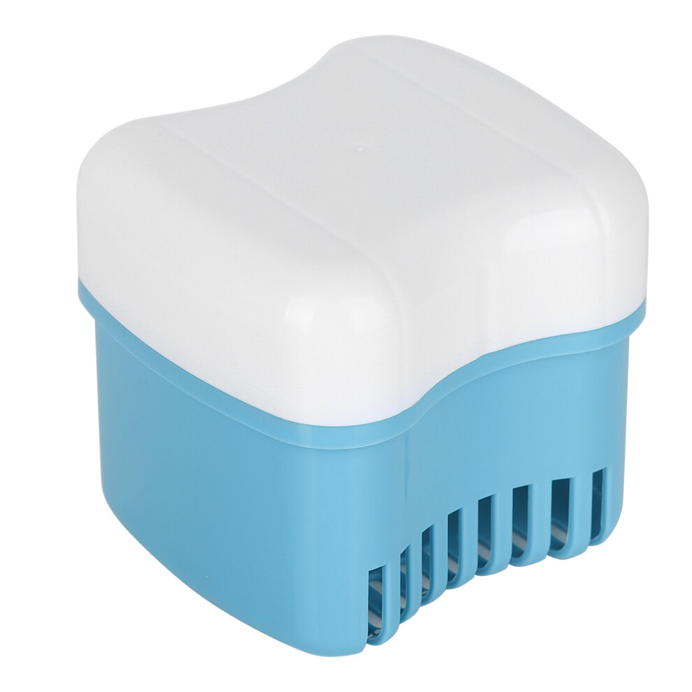 Blue Denture False Teeth Storage Box Case With Filter Screen Dental Appliance(Blue)