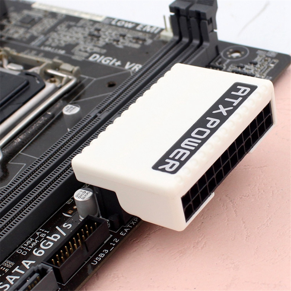 Atx 24 Pin 90 Degree Power Plug Adapter Mainboard Motherboard White 4853878253865