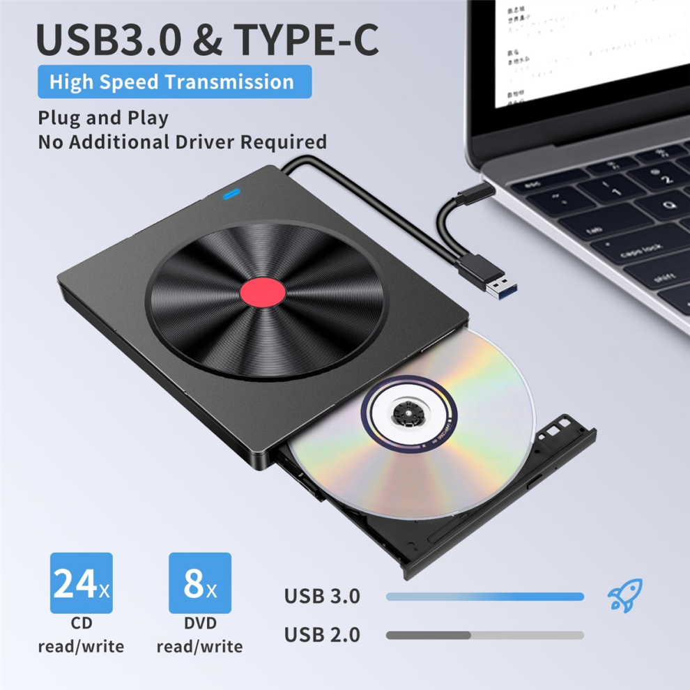 External Optical Drive Laptop Cd Burner Usb Movie Disk Dvd Player 4853878255418