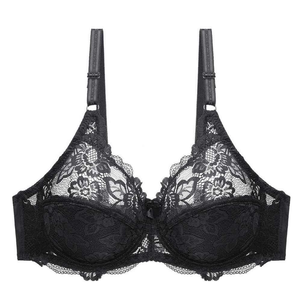 (black, 85D) Artdewred Ladies Black Mesh Lace Bralette Bras For Women Sexy Lingerie Big Size Plunge Bra Unlined