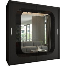 (Black, 150cm) Virginia Mirrored Sliding Wardrobe with LED Light