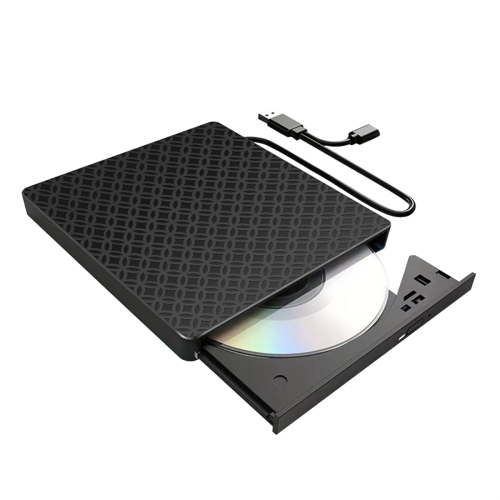 Gravador de CD/DVD externo multifuncional preto para PC e laptop