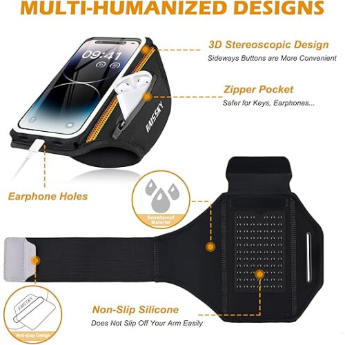 Armband with Earbuds Bag, Adjustable Armband for Phone 1