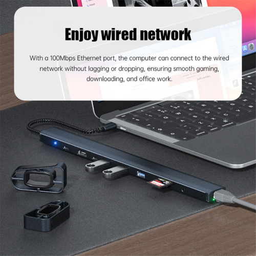 10 in 1 USB C Hub Multiport Adapter Portable Dongle 4K PD 1