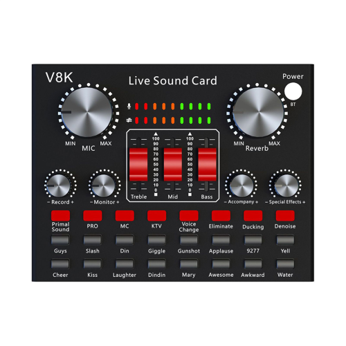 Carte son USB V8K Audio avec microphone pour diffusion en direct 2