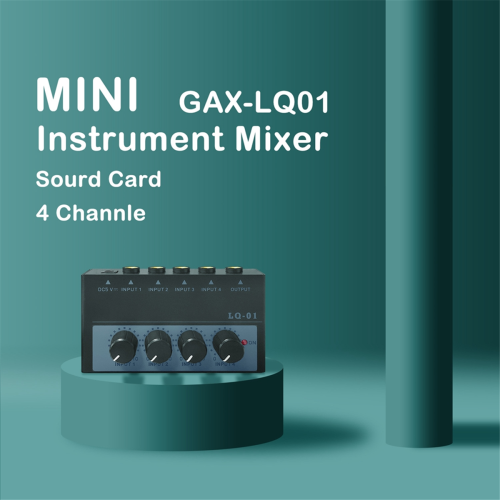 Mini mesa de mixagem de áudio portátil com 4 canais e plugue europeu. 2