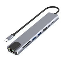 USB-C-Hub mit Ethernet, 4K HD, USB 3.0 und SD-Kartenleser