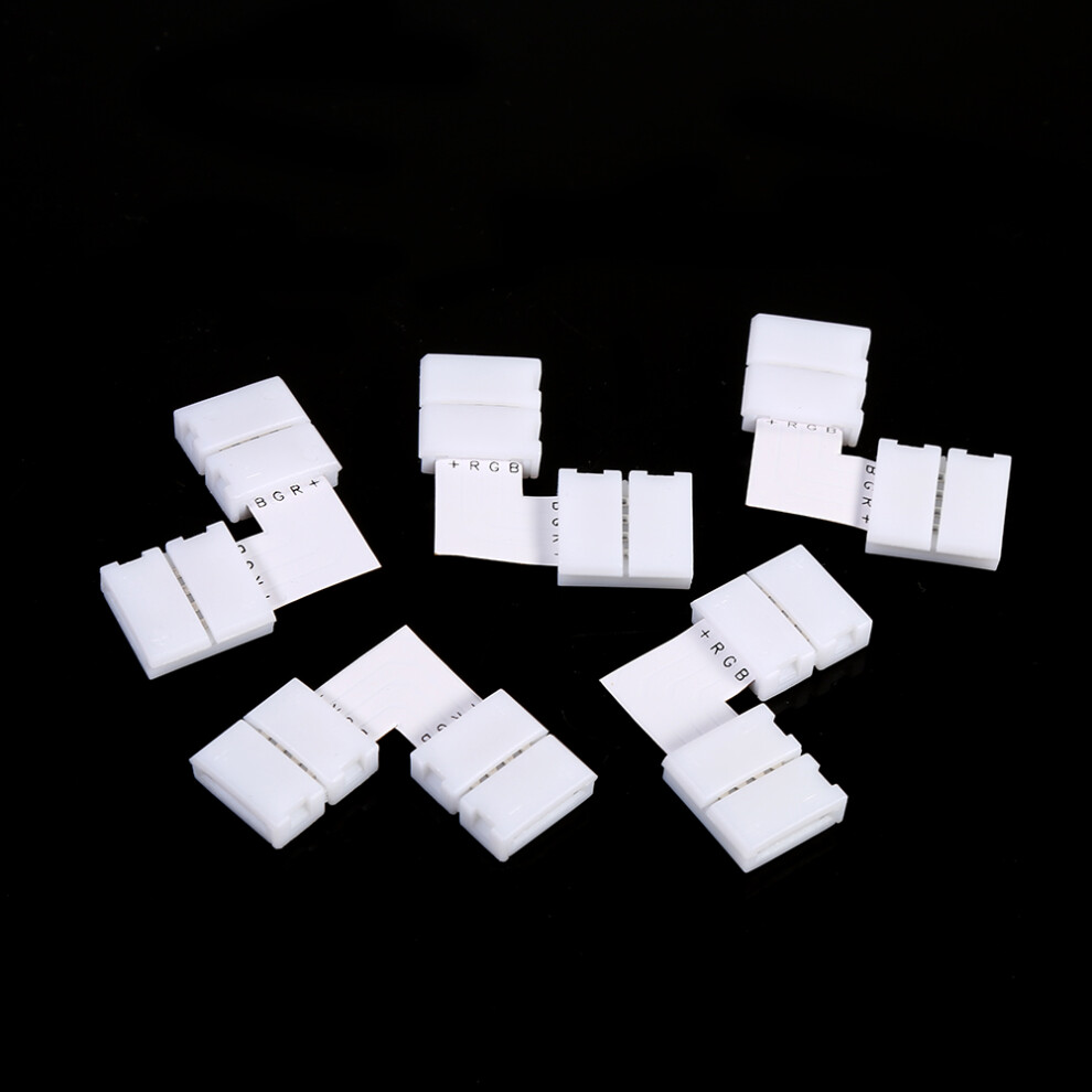 5Pcs L Shape 4Pin 10Mm Solderless Corner Connectors Adapters For Rgb 5050 Led Strip Lights 9491324526870