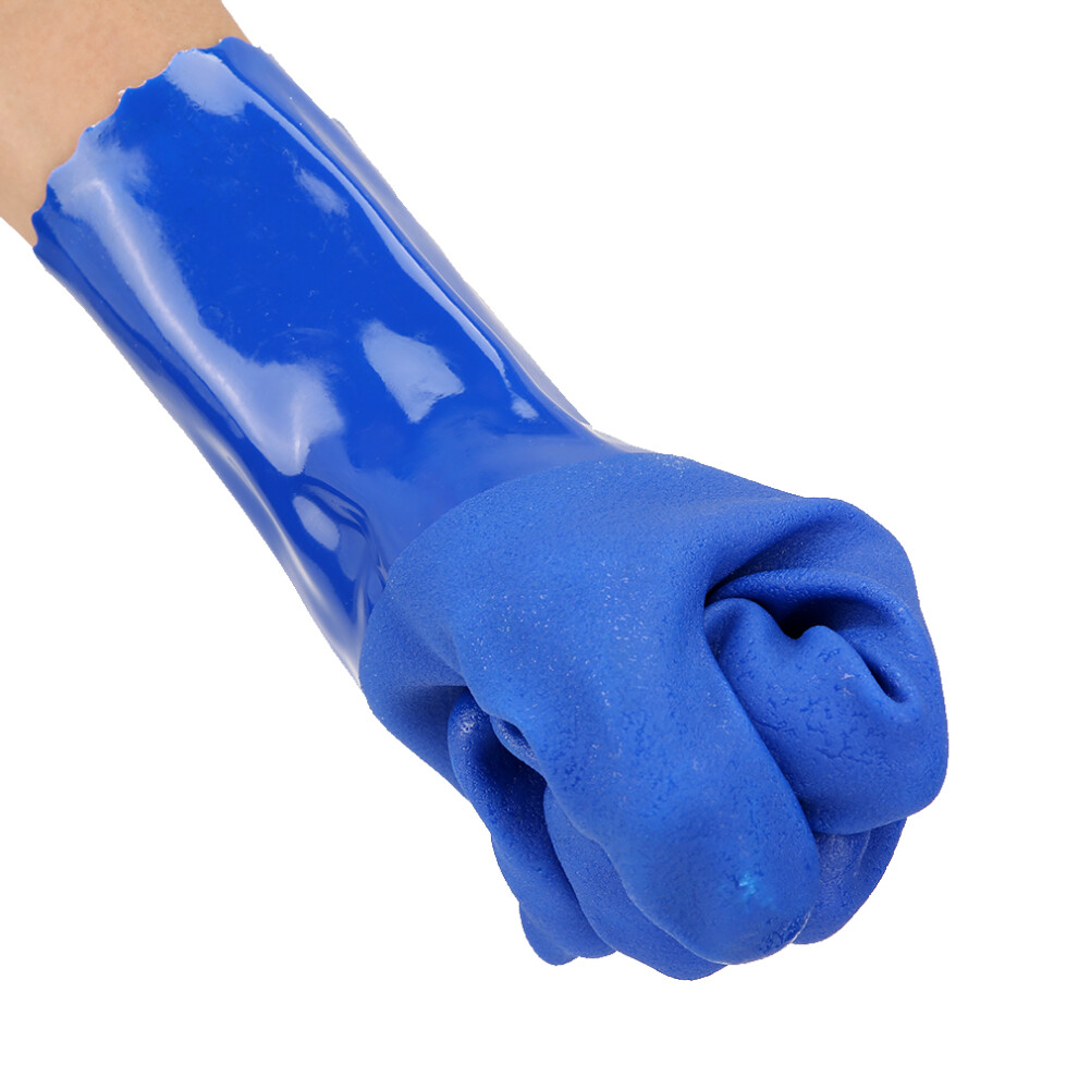 Pvc Chemical Resistance Gauntlet Knitted Cotton Lined Straight Sleeve Safety Gloves Non Slip(Xl ) 8401324526740
