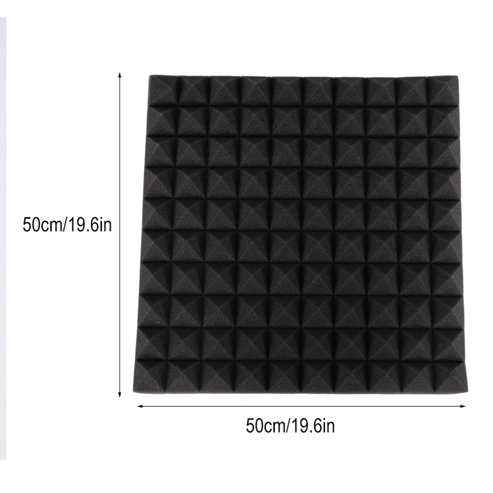 50*50*5Cm 6Pcs Pyramid Shape Sound Absorbing Soundproofing Cotton Foam (Black) 3691324527167
