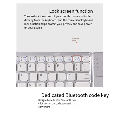 Bluetooth klávesnica pre iOS/Android/tablet, strieborná 1
