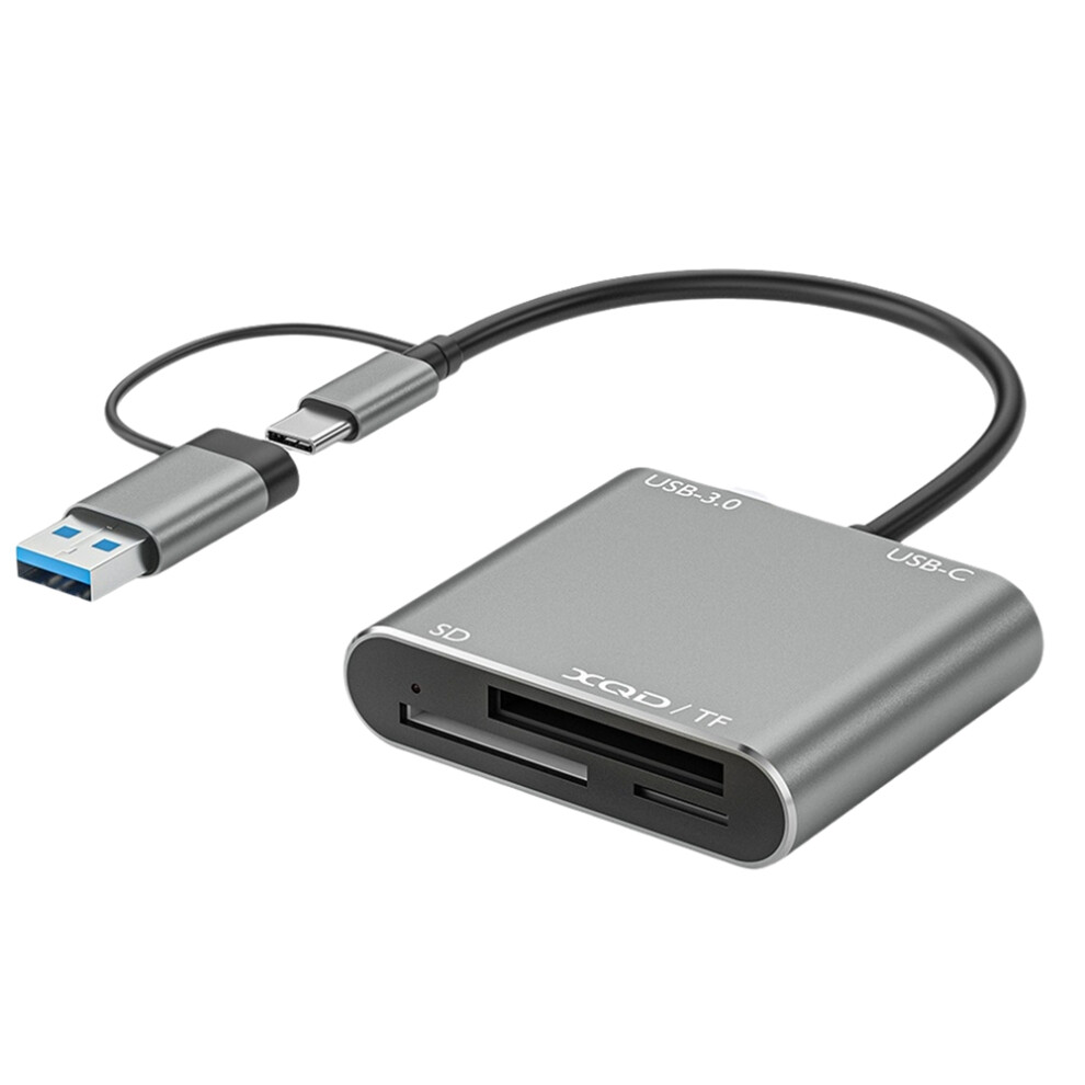 New Usb 3.0 Memory Card Reader 5 In1 Usb-C To Tf Sd Xqd Card Gray/Light 4853878261990