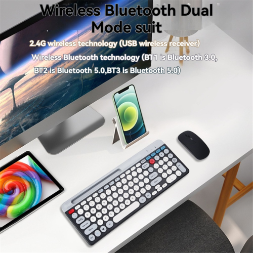 2.4G Wireless Keyboard Mouse Combo Bluetooth Colorful Keyboard 1
