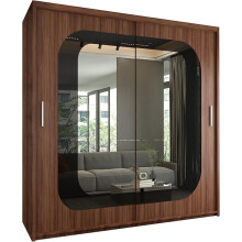 (Walnut , 203cm) Virginia Mirrored Sliding Wardrobe with LED Light
