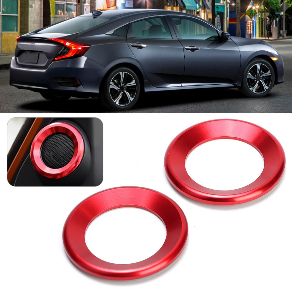 2Pcs Loudspeaker Circle Trim Audio Speaker Decorative Ring Fit For Civic 10Th Red 4921324529151