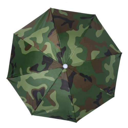 65cm Sunscreen Windproof Head Mounted Umbrella Top Folding Hat Umbrella(Camouflage) 1