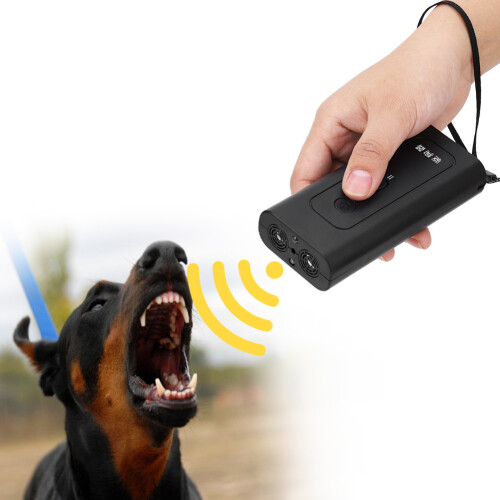 Black Ultrasonic Dog Repeller Anti Barking Stop Bark Training Device with Charging Cable 2