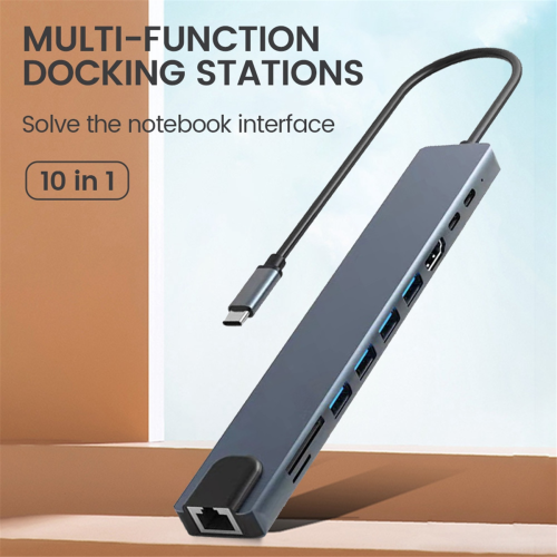 10-i-1 USB C-dockningsstation USB-hubb Typ C-splitter 2