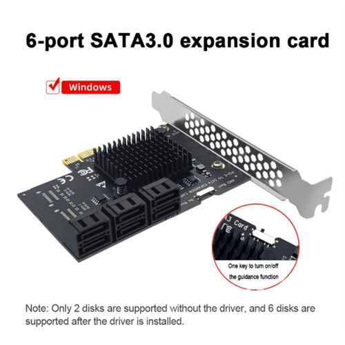 PCI-E expansionskort PCI-E X1/X4 till SATA3.0 6-portars riseradapter 2