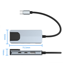 4-i-1 USB C HUB-adapter dockningsstation med dubbel USB C och RJ45