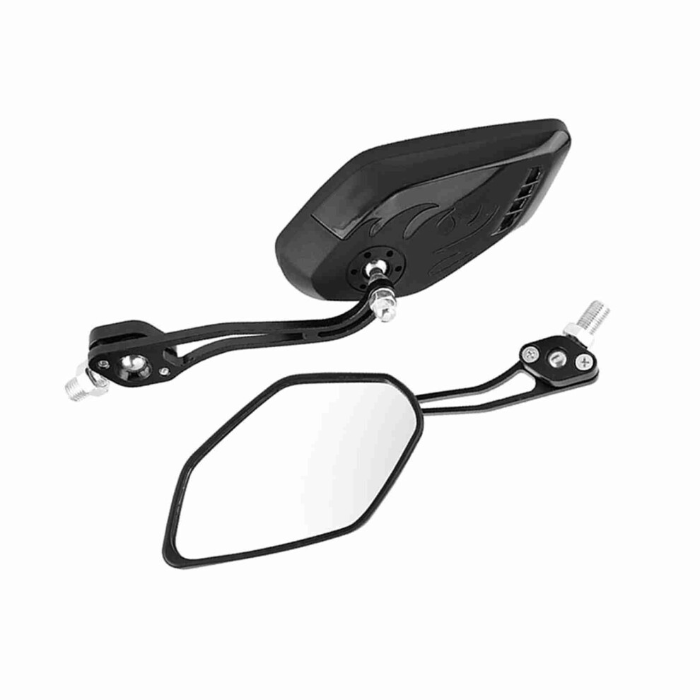 1 Pair Of 8Mm 10Mm Motorcycle Aluminum Flame Pattern Rear View Mirrors Carbon Fiber Black 8141324531169