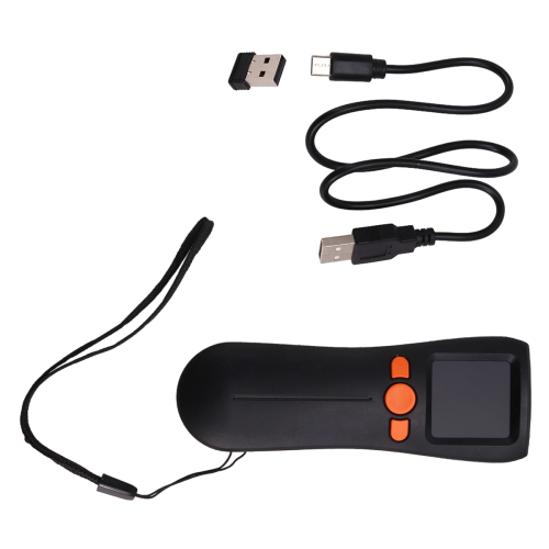 Leitor de código de barras portátil mini Bluetooth, sem fio, para códigos 1D/2D. 1