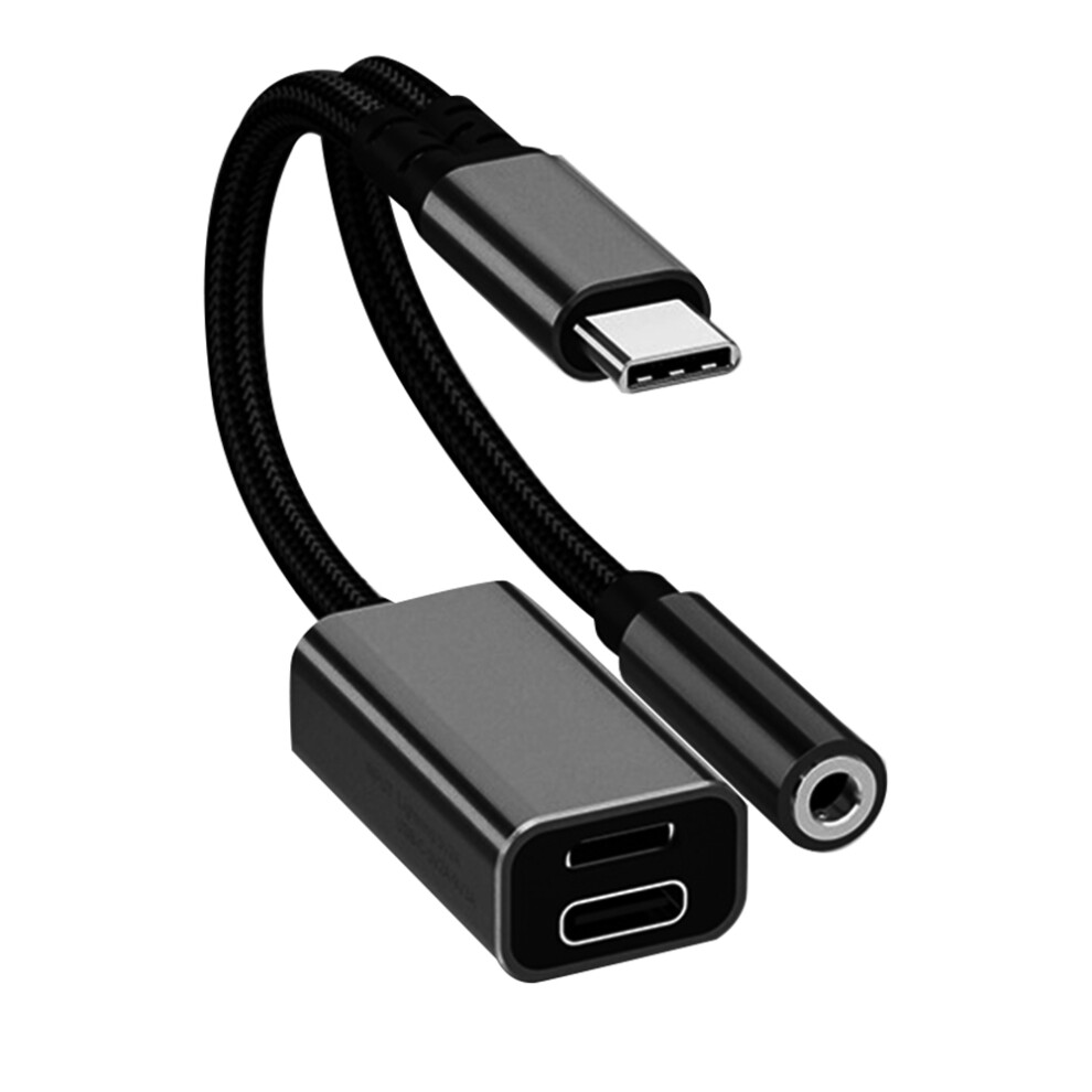 3In1 Usb C To 3.5Mm/Type-C/Ios Aux Audio Adapter Black 4853878294349