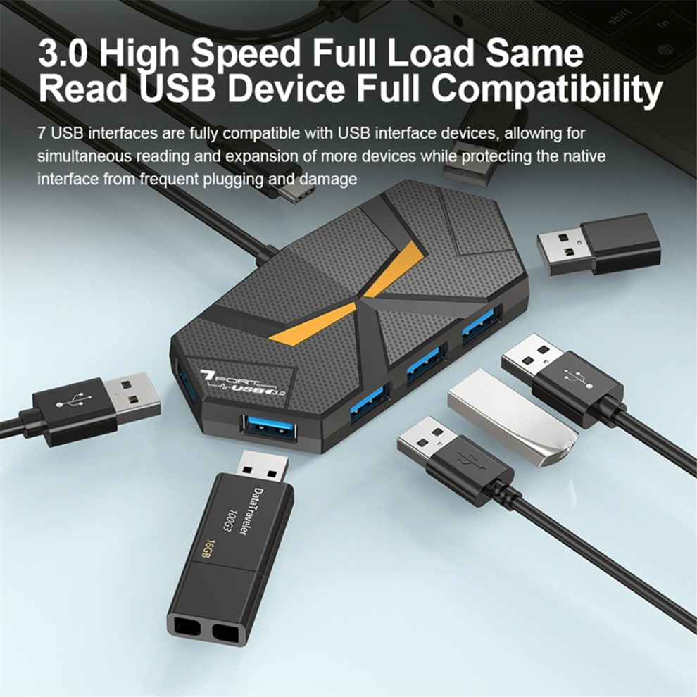 7 Ports Usb 3.0 Hub Usb Docking Station Usb Splitter Adapter 4853878294363