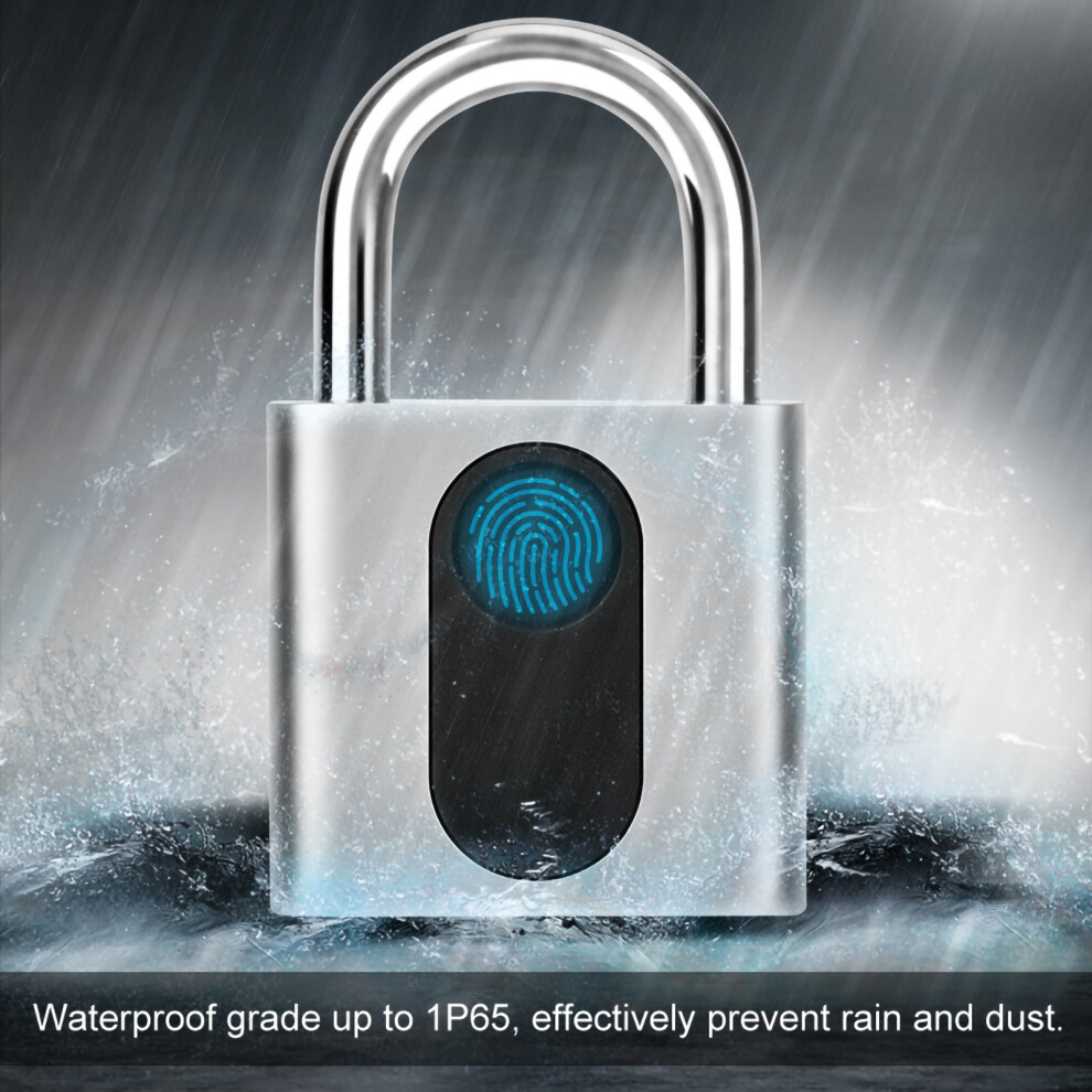 Smart Fingerprint Padlock Keyless Door Lock Waterproof Rechargeable Home Safety 7621324533628