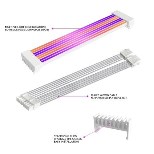 Câbles d'alimentation ARGB 2x8 broches PCIe, en silicone souple et flexible 1