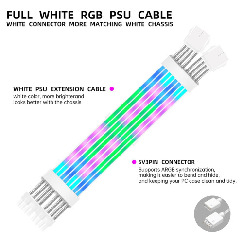 Câbles d'alimentation ARGB 2x8 broches PCIe, en silicone souple et flexible 2