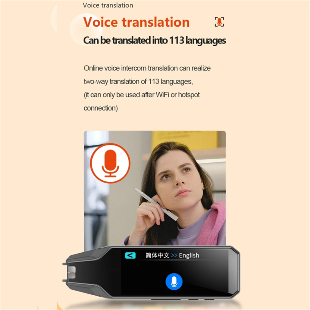Multifunction Voice Translation Pen 134 Language Translator Pen White 4853878202153